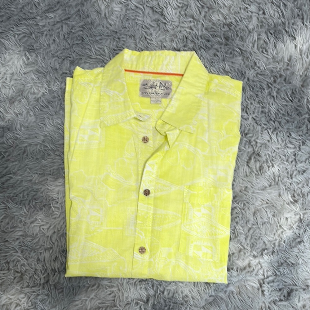 Salt Life Neon Yellow Casual Button Down Shirt